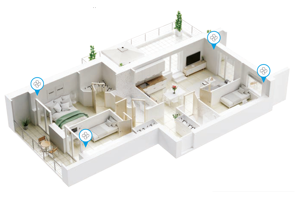 schema_VMC_puntuale_appartamento_tricamere