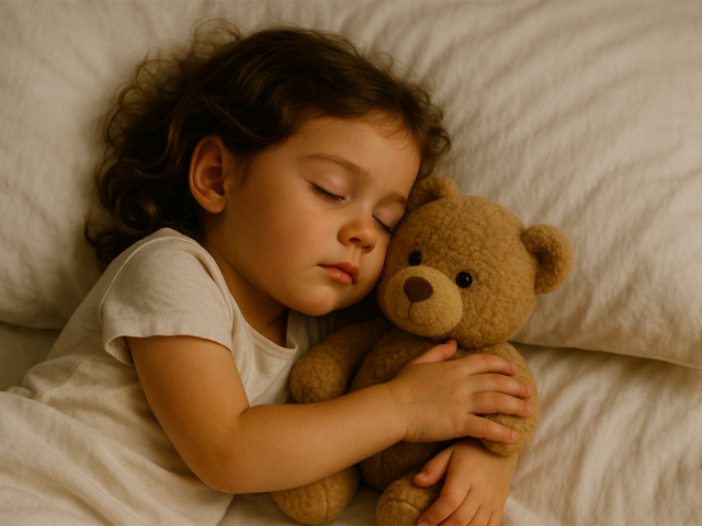 bimba che dorme con orsacchiotto