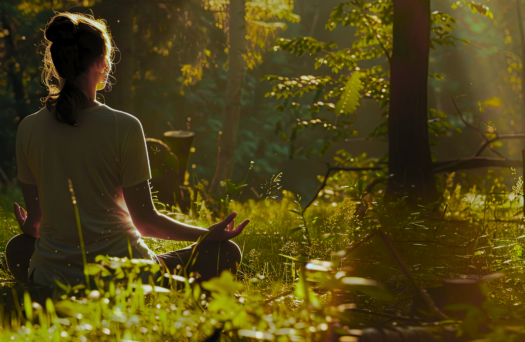 ragazza foresta meditazione