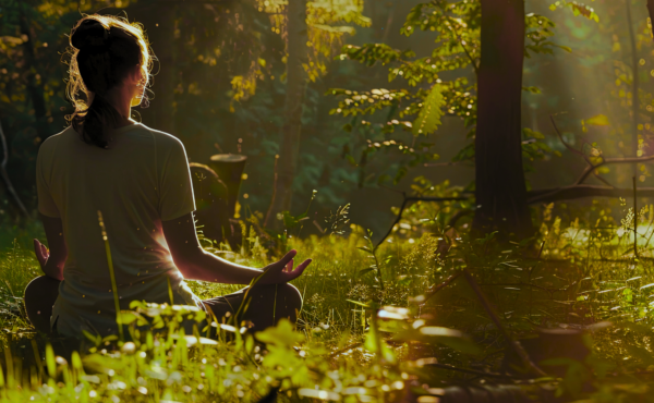 ragazza foresta meditazione