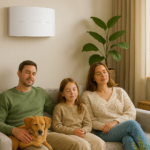 famiglia respira salute con vmc in salotto