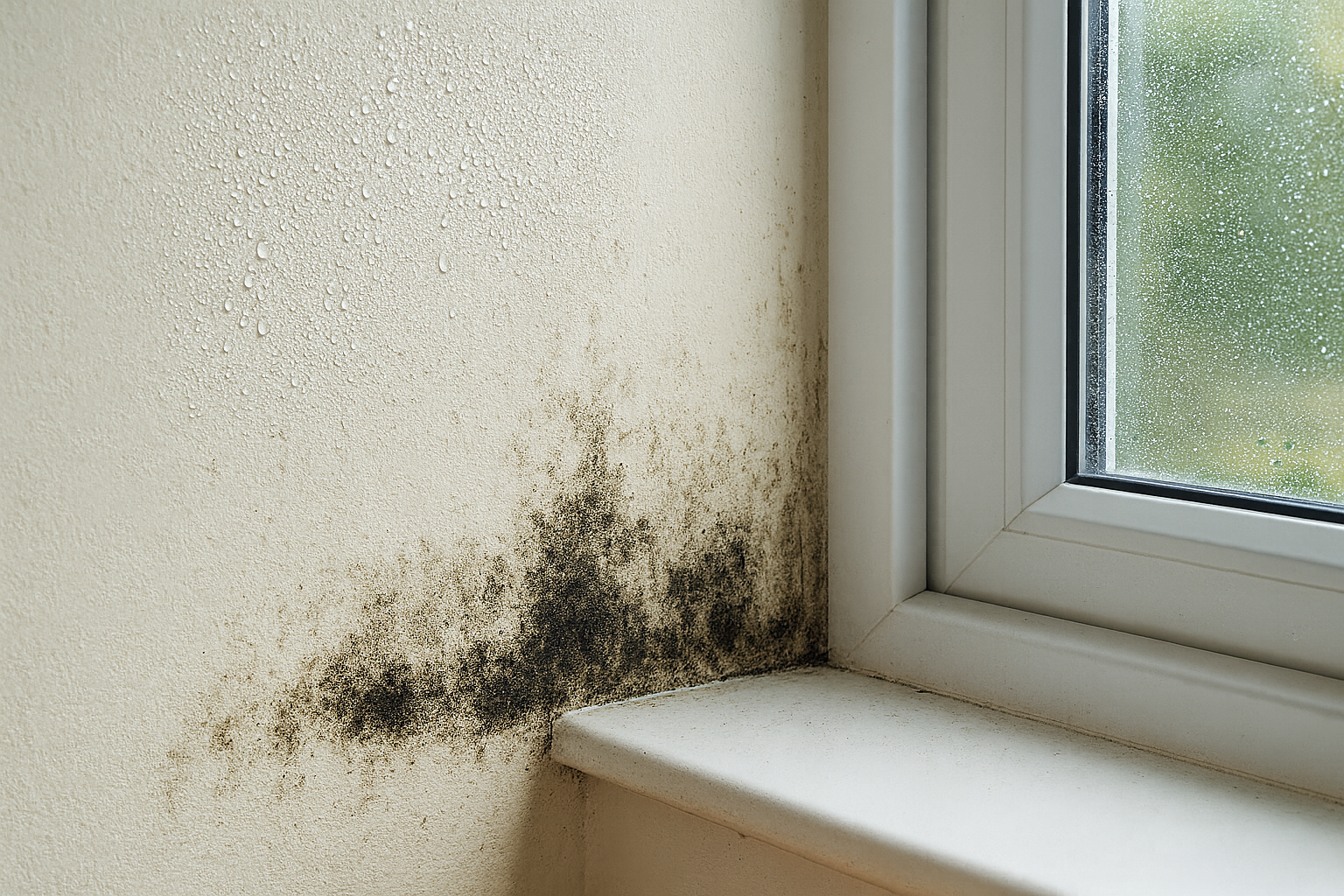 condensa su finestra e parete + muffa