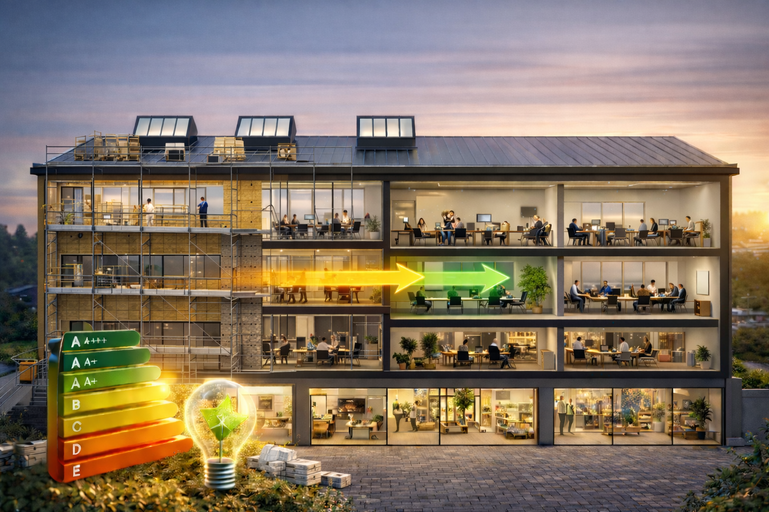 ristrutturazione edificio uffici e negozi con conto termico