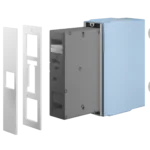 Helty Flow40 facciata prodotto esploso plexi bianco griglie tonde