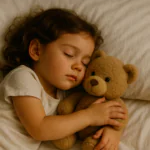 bimba che dorme con orsacchiotto