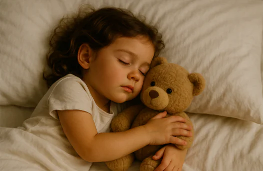 bimba che dorme con orsacchiotto