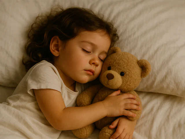 bimba che dorme con orsacchiotto