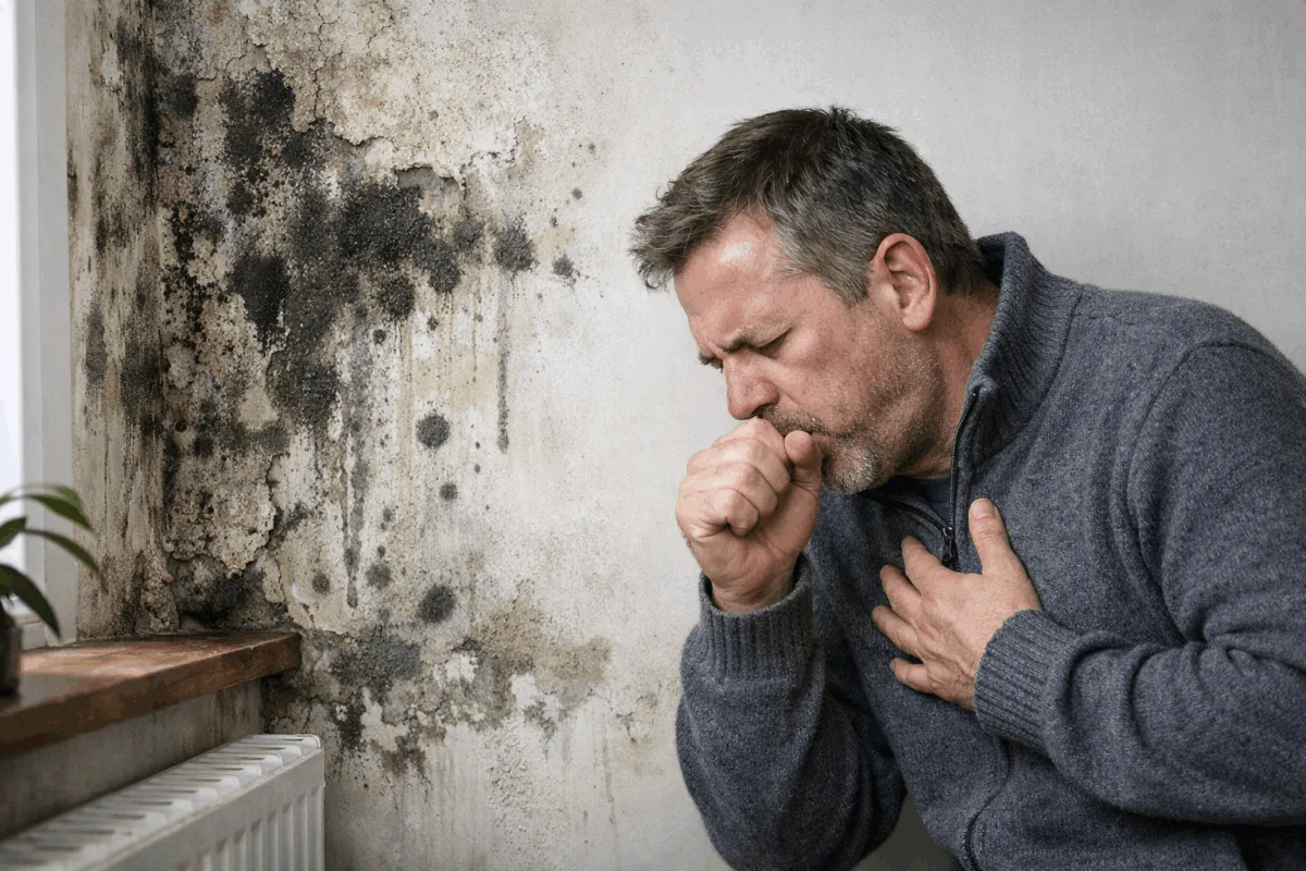 muffa sul muro e problemi respiratori